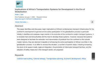 Implications of Africa’s Transportation Systems for Development in the Era of Globalization