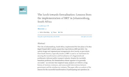 The lurch towards formalisation: Lessons from the implementation of BRT in Johannesburg, South Africa