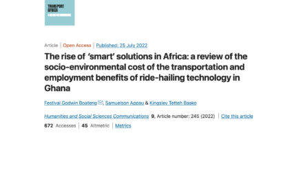 The rise of ‘smart’ solutions in Africa: a review of the socio-environmental cost of the transportation and employment benefits of ride-hailing technology in Ghana