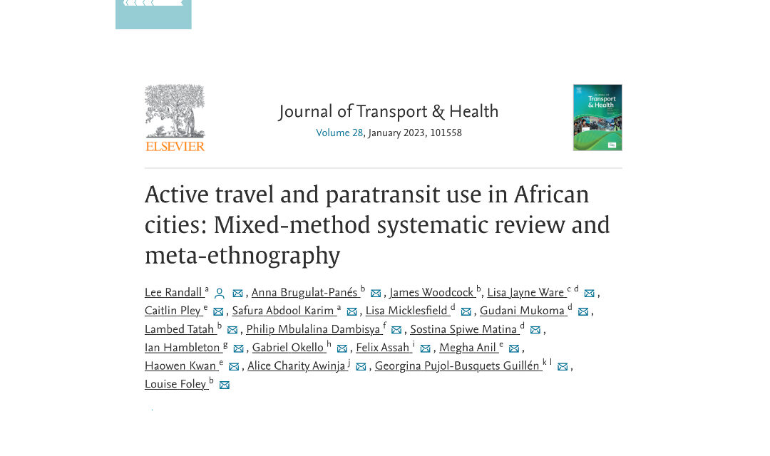 Active travel and paratransit use in African cities: Mixed-method systematic review and meta-ethnography