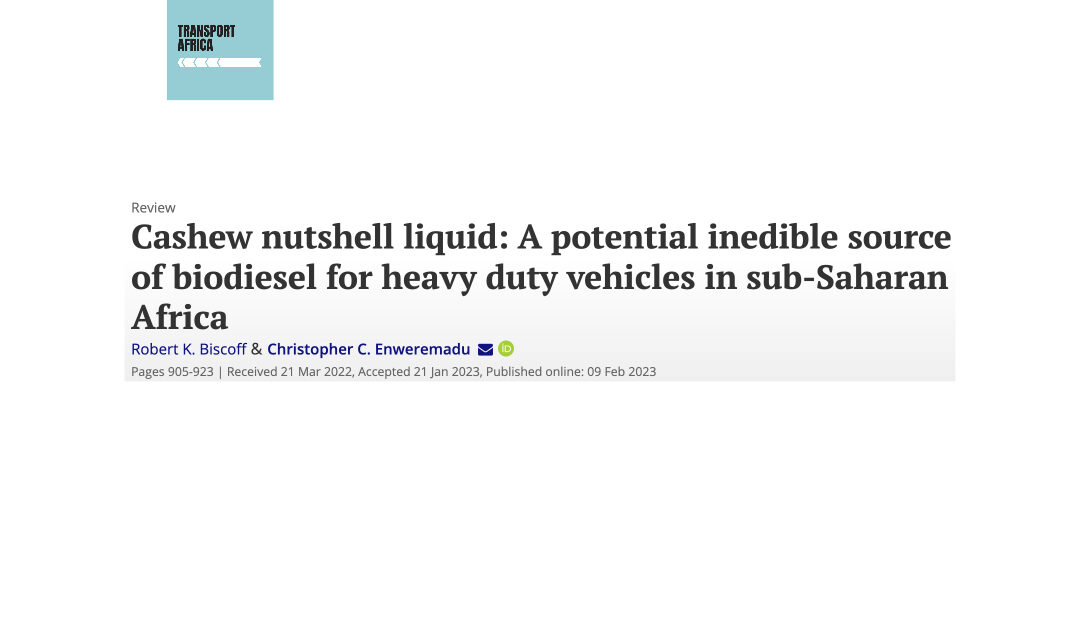 Cashew nutshell liquid: A potential inedible source of biodiesel for heavy duty vehicles in sub-Saharan Africa