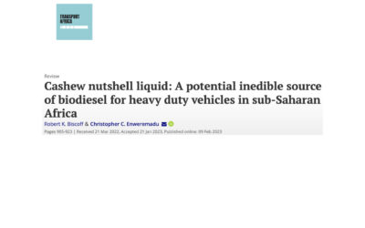 Cashew nutshell liquid: A potential inedible source of biodiesel for heavy duty vehicles in sub-Saharan Africa
