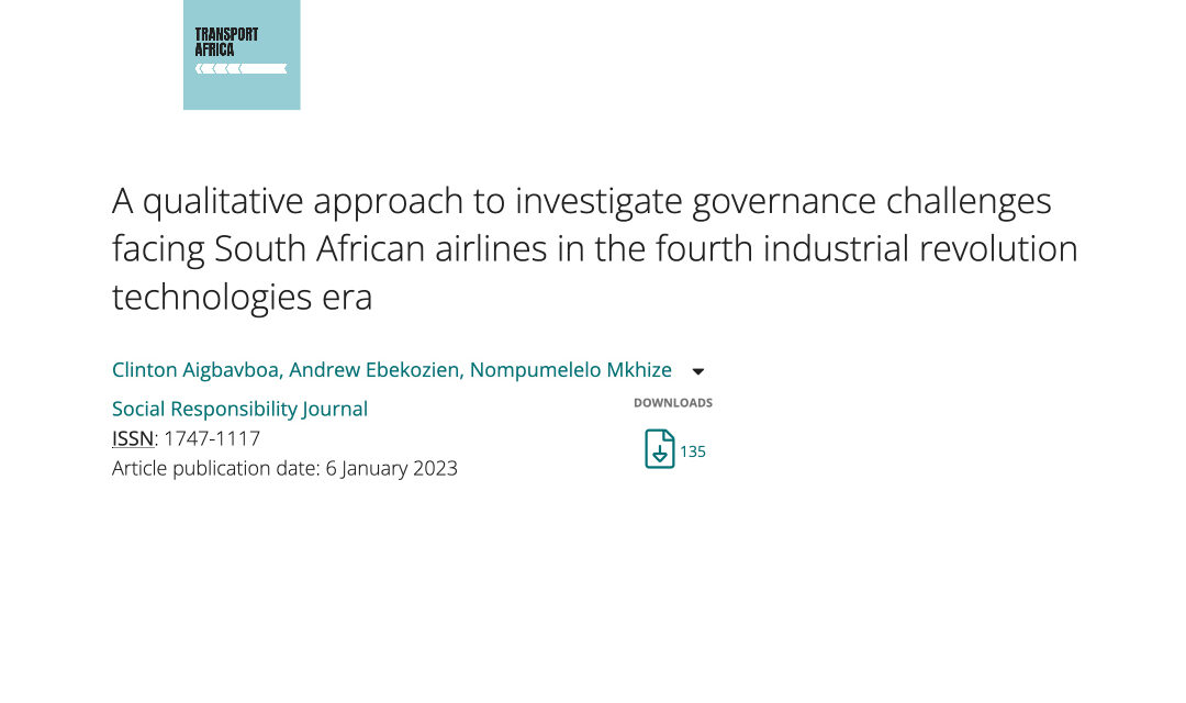 A qualitative approach to investigate governance challenges facing South African airlines in the fourth industrial revolution technologies era